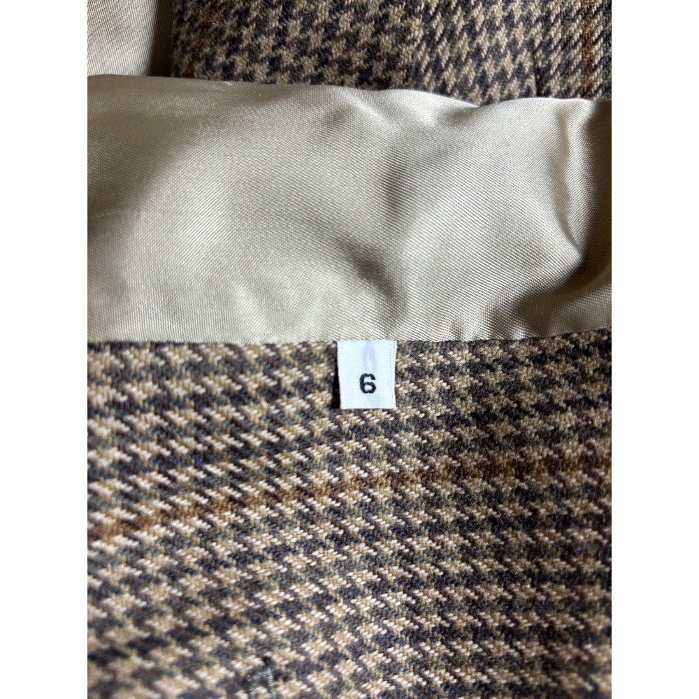 PBM Women Brown Houndstooth Double Breasted Blazer Shawl Lapel Vintage Size 6 - Picture 4 of 4
